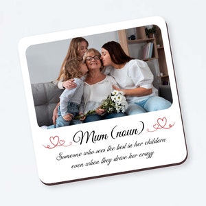 Personalised &quot;Mom Noun&quot; Coaster- Funny Gift For Mother, Birthday Gift, Mothers Day, Gift for mum, custom mug gift