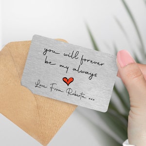 Biglietto d'auguri romantico sentimentale personalizzato "Forever be my always", regalo per marito, moglie, regalo di San Valentino per fidanzato