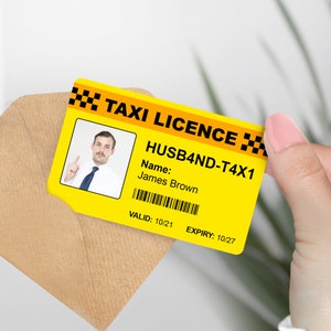 Carta di licenza taxi personalizzata per marito - Regalo originale e unico per lui, regalo divertente per marito, battute sulle relazioni, regalo per marito, meme per marito