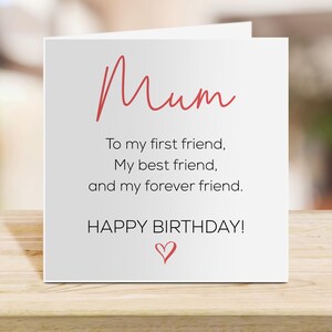 Moederwenskaart – First, Best & Forever Friend – Moederdag- of verjaardagskaart voor moeder, sentimenteel cadeau van dochter of zoon