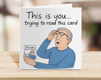 Funny Greeting Card Father&#39;s Day Card &quot;This is You Trying to Read This Card&quot; Humorous Birthday for Dad - Sarcastic & Relatable, Dad Glasses
