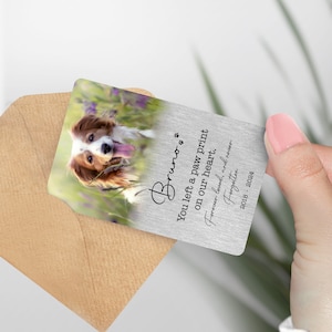 Portrait personnalisé de carte de portefeuille commémoratif pour animal de compagnie (couleur) - « Vous avez laissé une empreinte de patte sur notre cœur », cadeau souvenir en métal, animal de compagnie, mémorial d'animal de compagnie