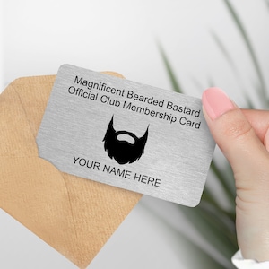 Carte portefeuille en métal gravée personnalisée de légende barbu pour le magnifique bâtard barbu, cadeau drôle pour petit ami, cadeau petit ami