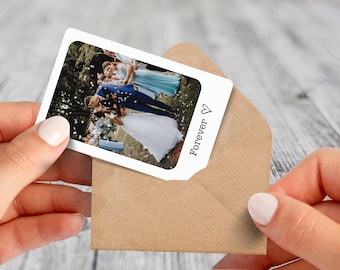 Custom metal photo wallet card Forever, for boyfriend or girlfriend, husband or wife, anniversary photo gift for him, personalise photo,