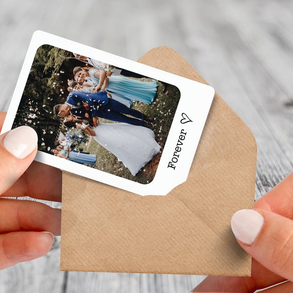 Custom metal photo wallet card Forever, for boyfriend or girlfriend, husband or wife, anniversary photo gift for him, personalise photo,