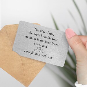 Personalisierte Sentimental Andenken Mama Bester Freund Metallkarten - Perfektes Geschenk für Ihre Mutter, Muttertag