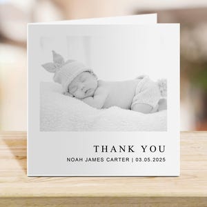 Biglietto di auguri di ringraziamento per neonato - Foto personalizzata - Regalo personalizzato per neonato o neonata, ringraziamento personalizzato per baby shower, neo-genitori, festa del papà