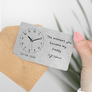 "Personalisierte Metallgeldbörsen-Karte ""Der Moment, in dem du mein Papa wurde"", Vatertagsgeschenk, neue Papa-Andenken, Babykarte."