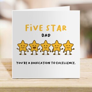 Five Star Dad Greeting Card – Funny Dad Birthday Card, Father’s Day Card for Dad, Cute Star Pun Greeting Card, Best Dad Ever Gift
