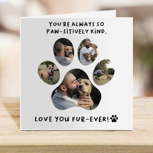 Personalized Pet Photo Card – Custom Dog or Cat Paw Print Collage, Love You Fur-ever Card, Pet Lover Gift, Pet Memorial or Birthday Card