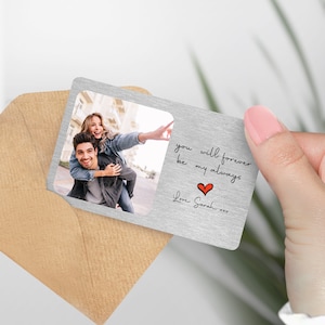 Aangepaste fotokaarten Romantic Keepsake Forever be my always portemonnee-kaart, cadeau voor hem, vrouw, Valentijnsdag, cadeau vriendje