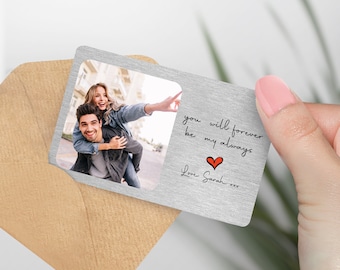 Tarjetas fotográficas personalizadas Recuerdo romántico Para siempre sé mi tarjeta de billetera para siempre, Regalo para esposo, esposa, Día de San Valentín, Regalo para novio