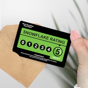 Tarjeta novedosa, "CALIFICACIÓN DE COPOS DE NIEVE": califica a tus amigos, meme de broma, regalo divertido, regalo de broma, tarjeta de calificación, regalo para él, regalo para ella