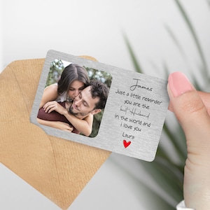 Gepersonaliseerde metalen portemonnee fotokaart, "Just a little reminder" cadeau voor hem, cadeau echtgenoot, valentijnscadeau, fotokaart, fotoportemonneekaart