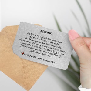 Biglietto d'auguri personalizzato "Poesia dell'anima gemella" - Ricordo romantico e sentimentale, regalo per marito, moglie, fidanzato per San Valentino