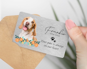 Personalised Pet Memorial Wallet Card V3 Landscape (Colored) - "Your paw is always on our heart" , Metal Keepsake Gift, Pet, Pet memorial