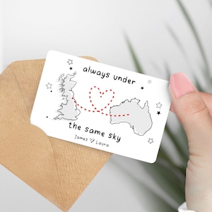 carte portafoglio Sempre sotto lo stesso cielo: Relazione a distanza, Regalo a distanza, Regalo per lasciare casa, Regalo di addio per trasferirsi