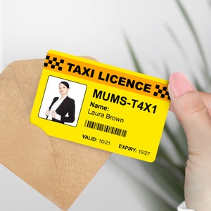 Carta di licenza taxi personalizzata per la mamma - Regalo originale e unico per le mamme, regalo per la mamma, barzellette per la mamma, meme per la mamma