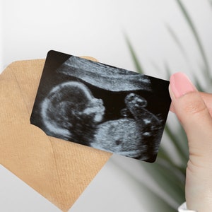 Carte photo avec portefeuille en métal, cadeau baby scan, cadeau échographie - nouveau cadeau papa - souvenir de grossesse scan, nouveau cadeau grand-père, carte photo baby scan