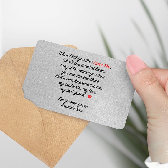 Tarjeta De Inserción De Cartera Grabada Para Novio, Marido, Prometido, Tarjeta De Aniversario, Regalo Del Día