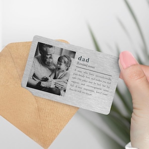 Tarjeta de billetera de metal con la definición de papá: regalo personalizado para el Día del Padre, el día en que te convertiste en mi papá, recuerdo de papá nuevo, tarjeta con foto de bebé