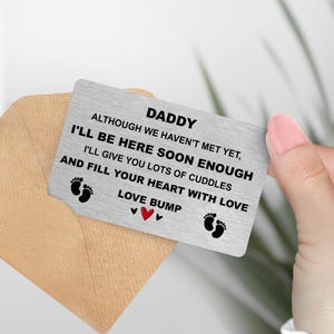 New Daddy Wallet Card - Love from Baby Bump, Geschenk zum Vatertag, Sentimentale Metallkarte für werdenden Vater