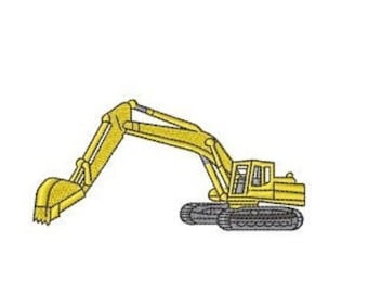 Puede incluir: Una excavadora amarilla con una oruga negra y un brazo de excavación grande.