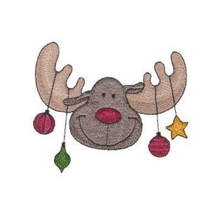 Moose With Ornaments - Machine Embroidery Design