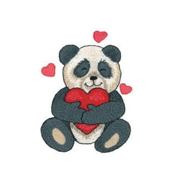 Panda With Heart - Machine Embroidery Design