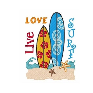 Live Love Surf - Machine Embroidery Design