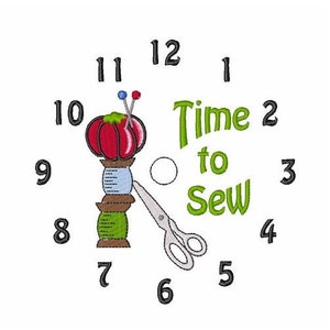 Time To Sew Clock - Machine Embroidery Design