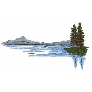 湖の風景 - 機械刺繍デザイン