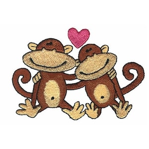 Monkey Love - Machine Embroidery Design