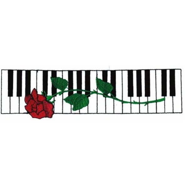 Piano Keys & Rose - Machine Embroidery Design