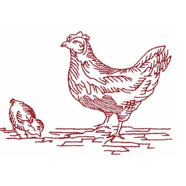 Hen & Chick - Machine Embroidery Design