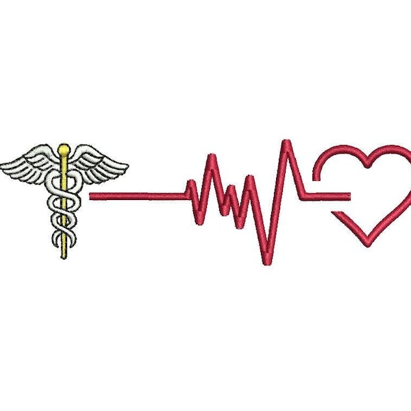 Caduceus Lifeline - Machine Embroidery Design