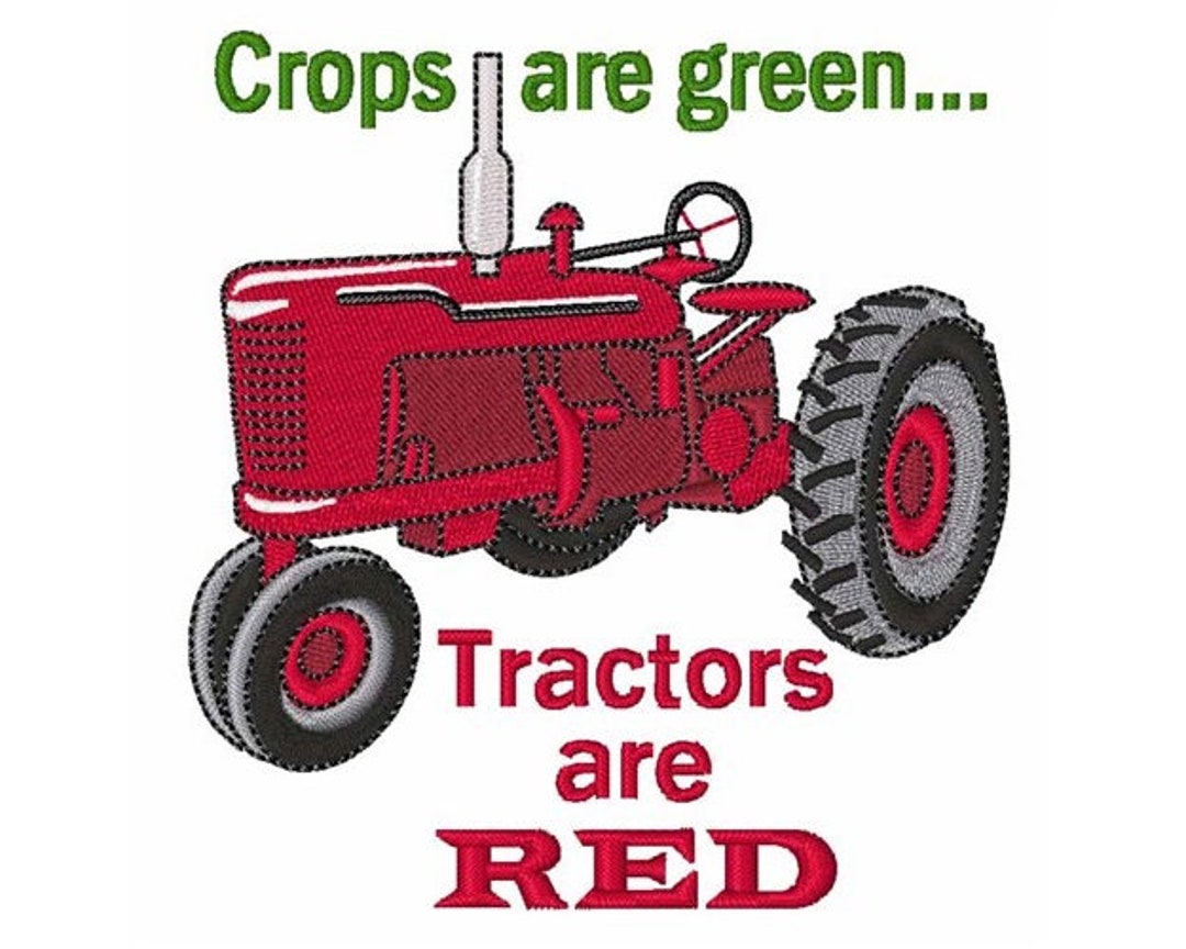 Tractors Are Red Machine Embroidery Design Etsy
