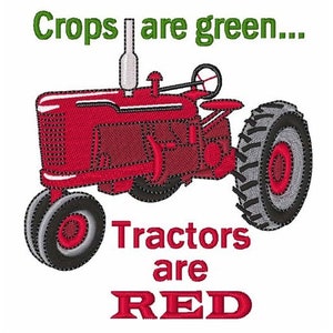 Tractoren zijn rood - machineborduurontwerp