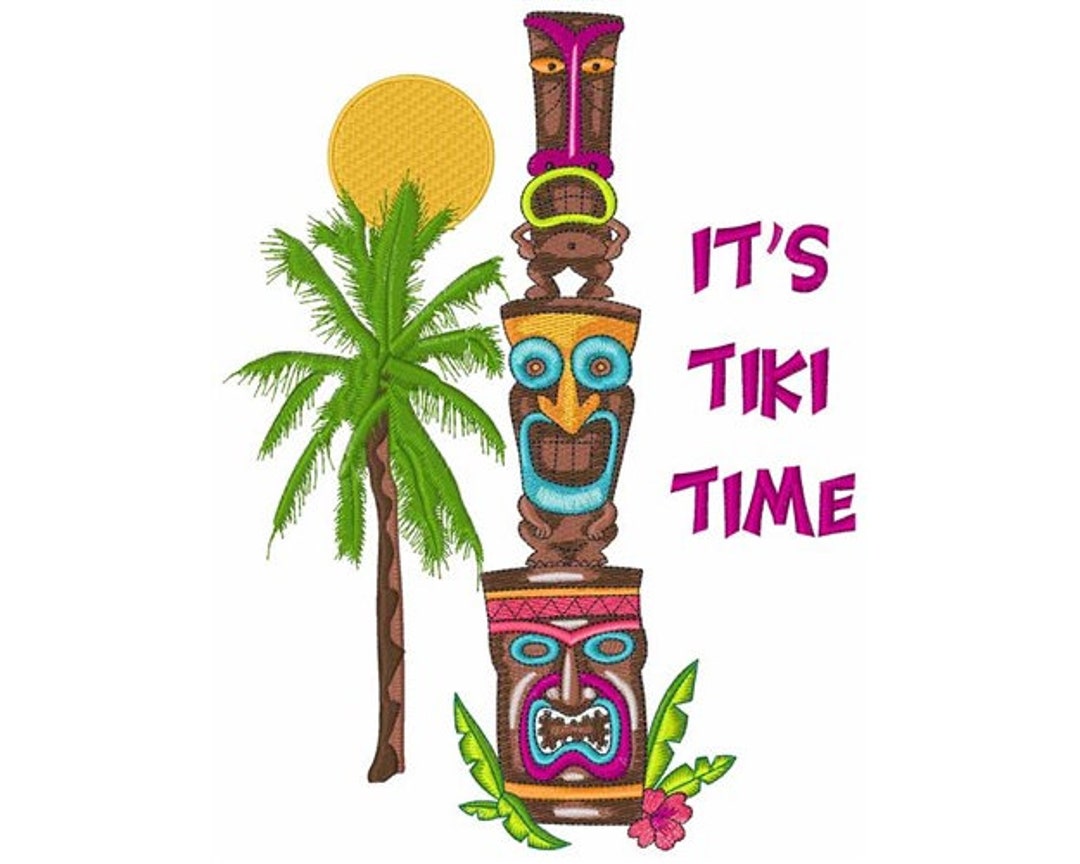 Its Tiki Time Machine Embroidery Design - Etsy
