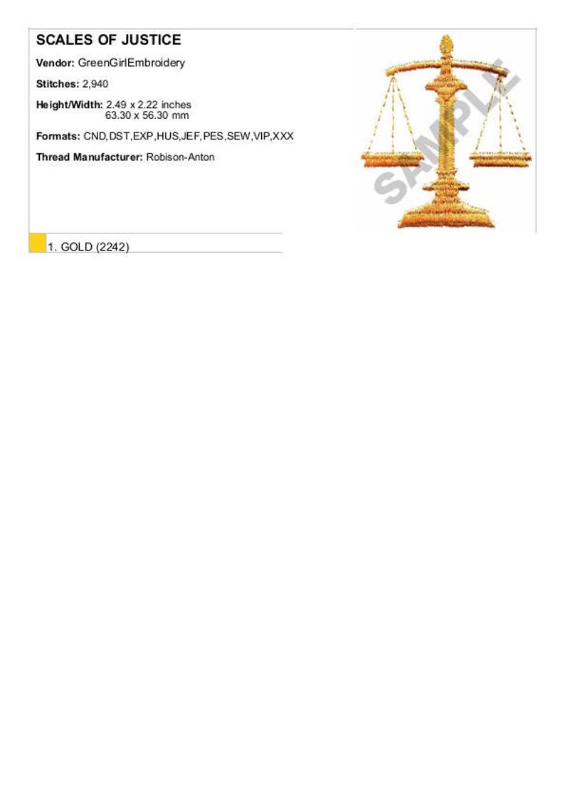 Scales of Justice Machine Embroidery Design Etsy