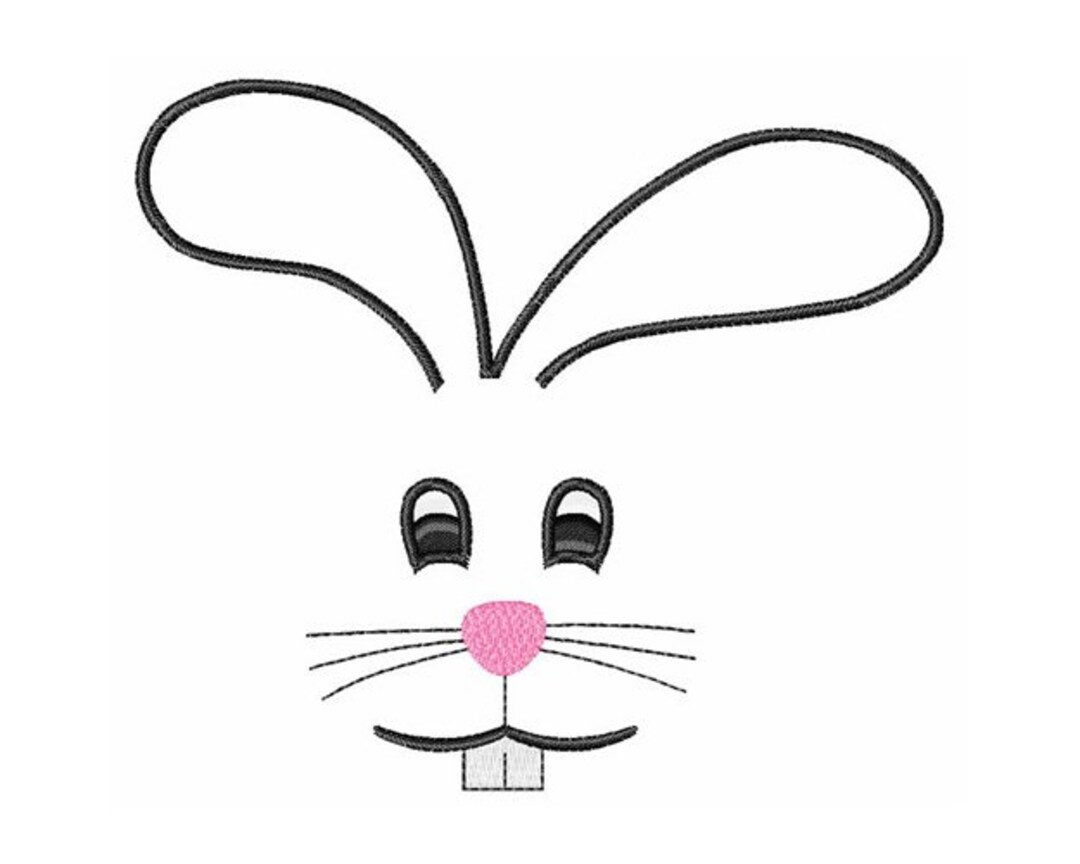 Bunny Face Large Machine Embroidery Design - Etsy