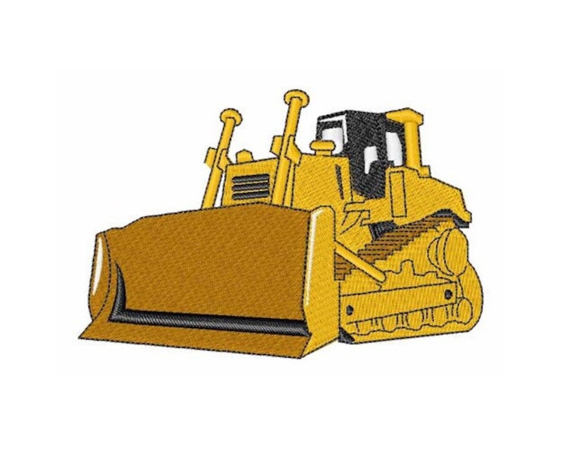 May include: A yellow bulldozer with a black cab and a large blade. The bulldozer is on a white background.