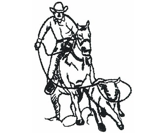 Team Roping Cowboys Silhouette - Machine Embroidery Design, Calf Roping ...