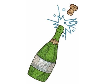 Champagne Bottle - Machine Embroidery Design