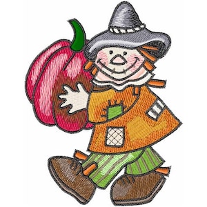 Scarecrow With Pumpkin - Machine Embroidery Design