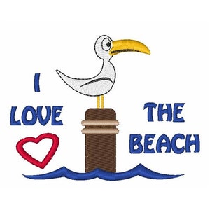 I Love The Beach - Machine Embroidery Design