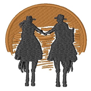 Cowboy And Cowgirl Sunset - Machine Embroidery Design