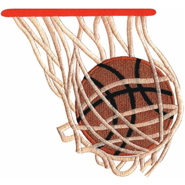 Basketball In Hoop - Machine Embroidery Design