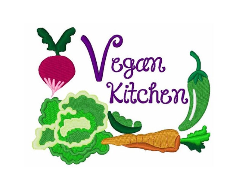Vegan Kitchen Machine Embroidery Design Etsy
