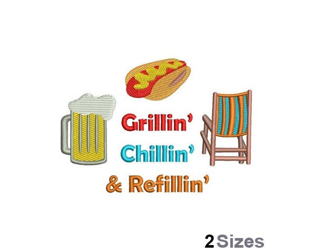 Grilling Machine Embroidery Design 2 Sizes Etsy